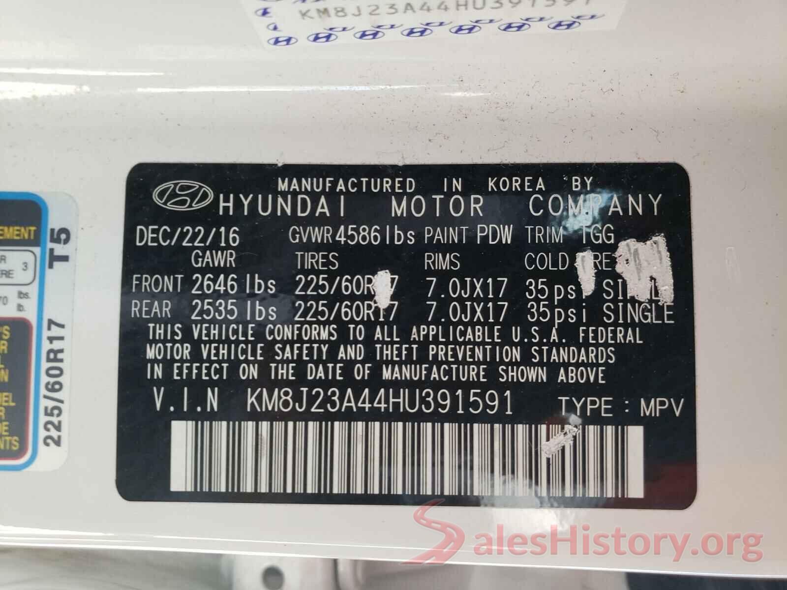 KM8J23A44HU391591 2017 HYUNDAI TUCSON