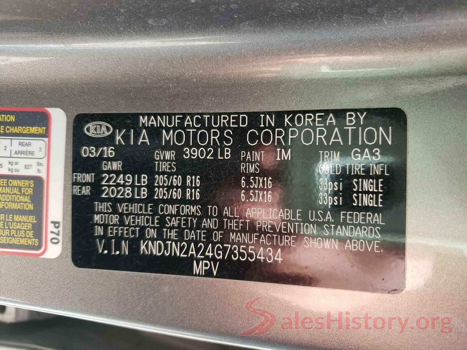 KNDJN2A24G7355434 2016 KIA SOUL