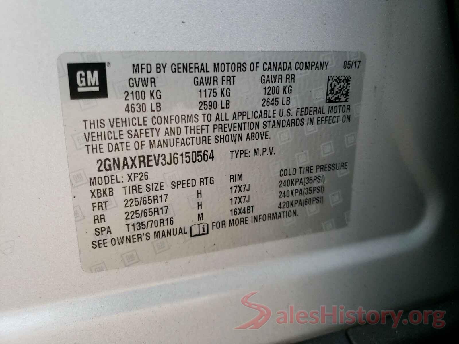 2GNAXREV3J6150564 2018 CHEVROLET EQUINOX