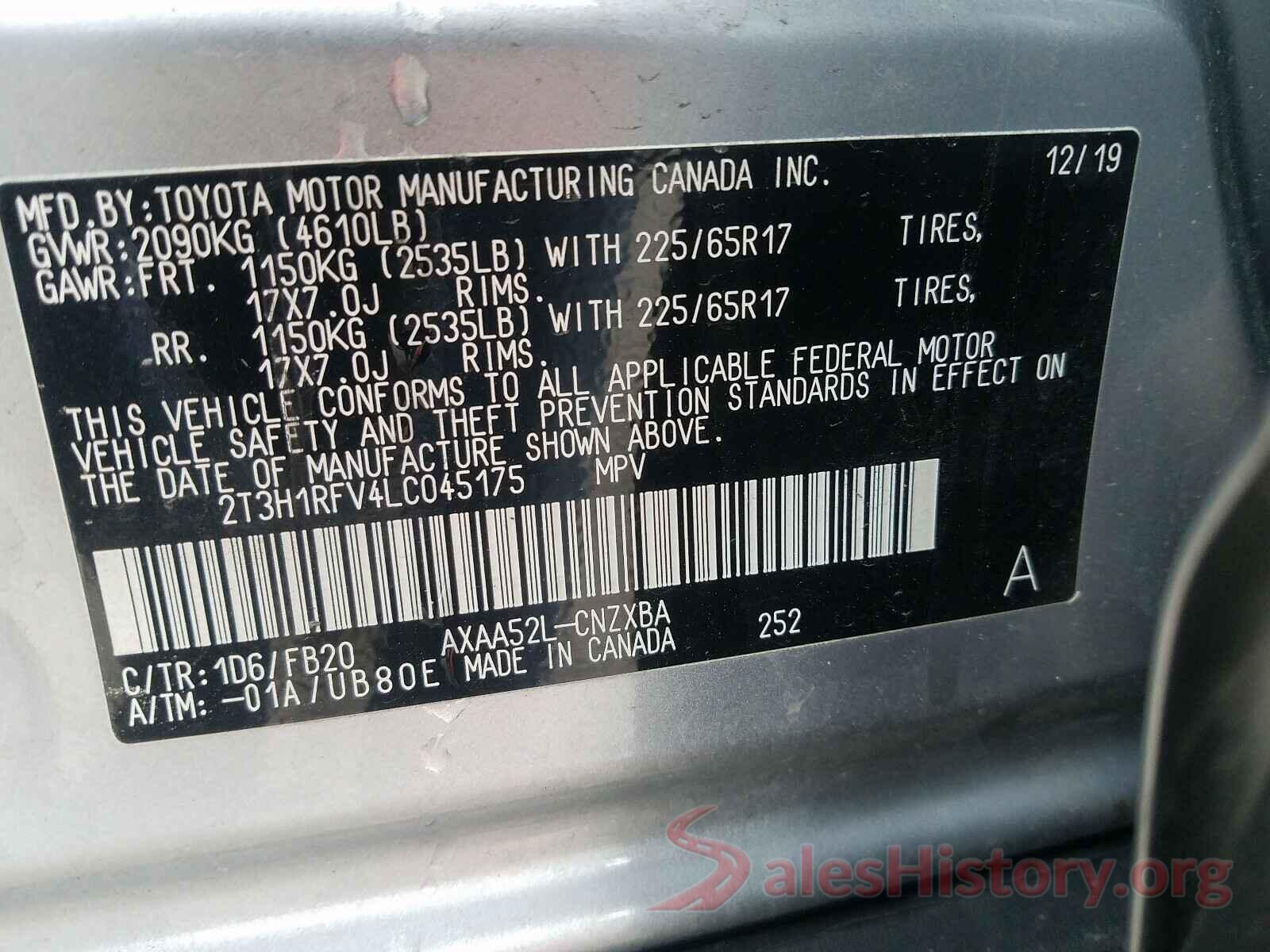 2T3H1RFV4LC045175 2020 TOYOTA RAV4