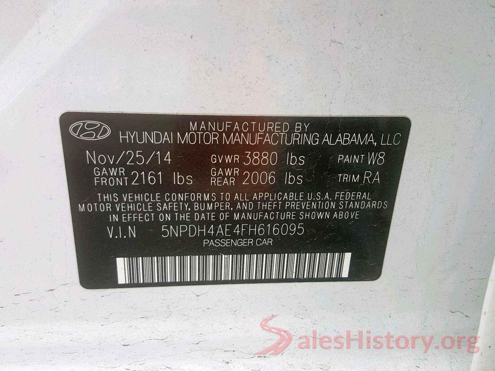 5NPDH4AE4FH616095 2015 HYUNDAI ELANTRA