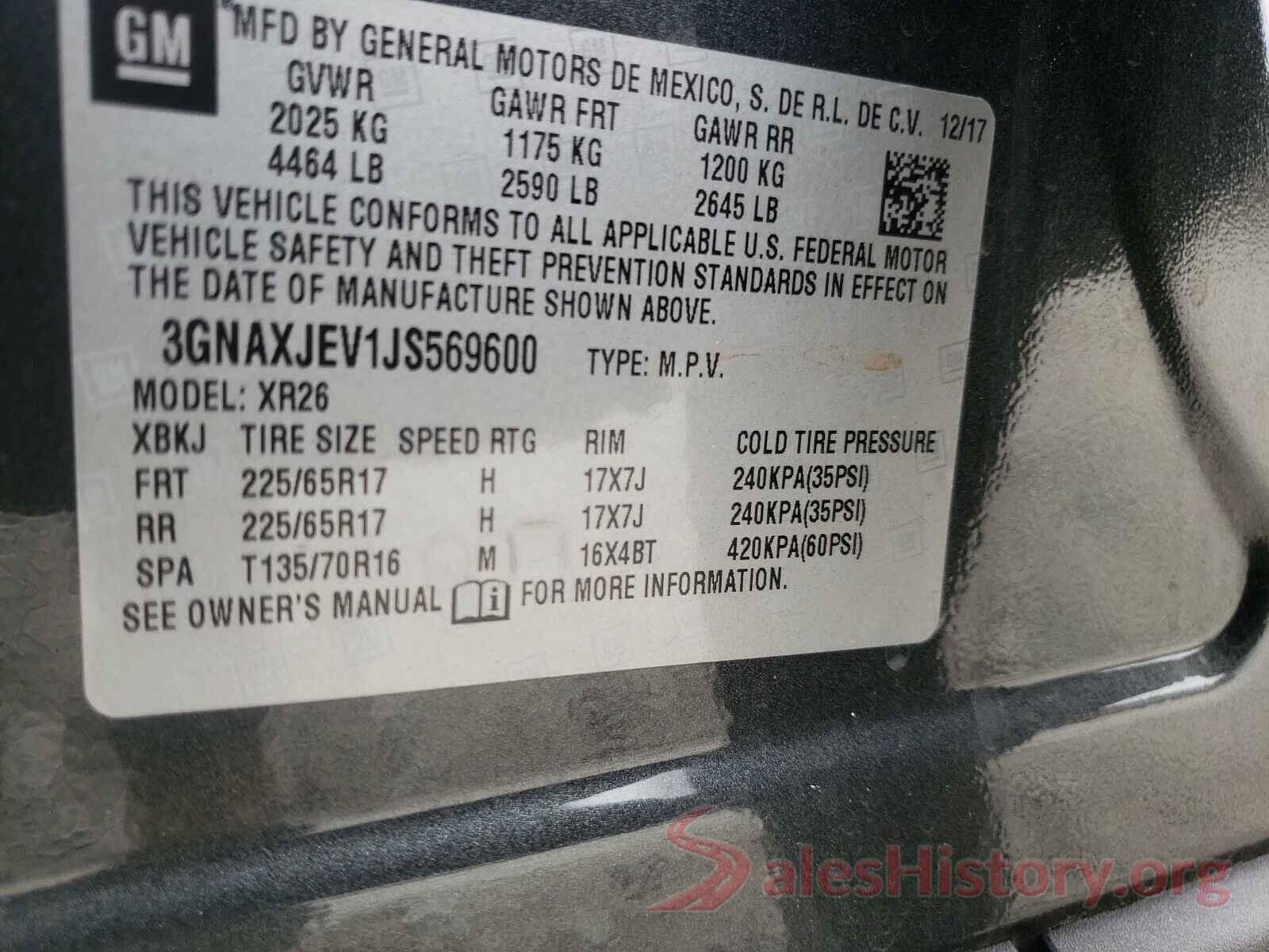 3GNAXJEV1JS569600 2018 CHEVROLET EQUINOX