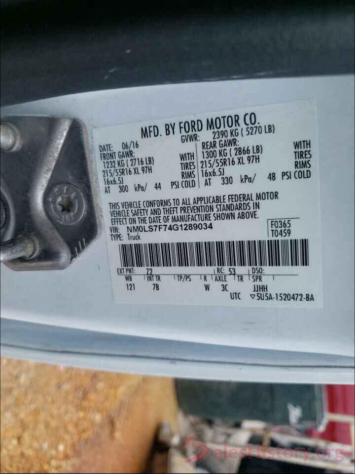 NM0LS7F74G1289034 2016 FORD TRANSIT CO