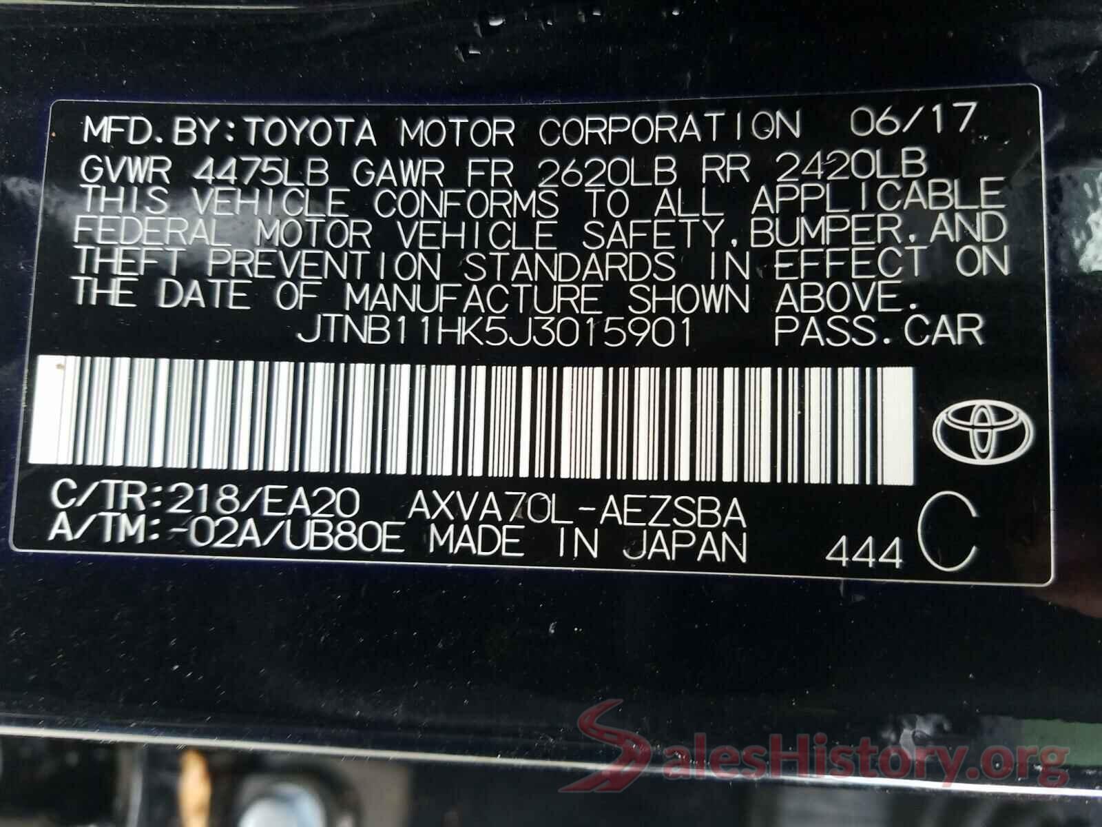 JTNB11HK5J3015901 2018 TOYOTA CAMRY