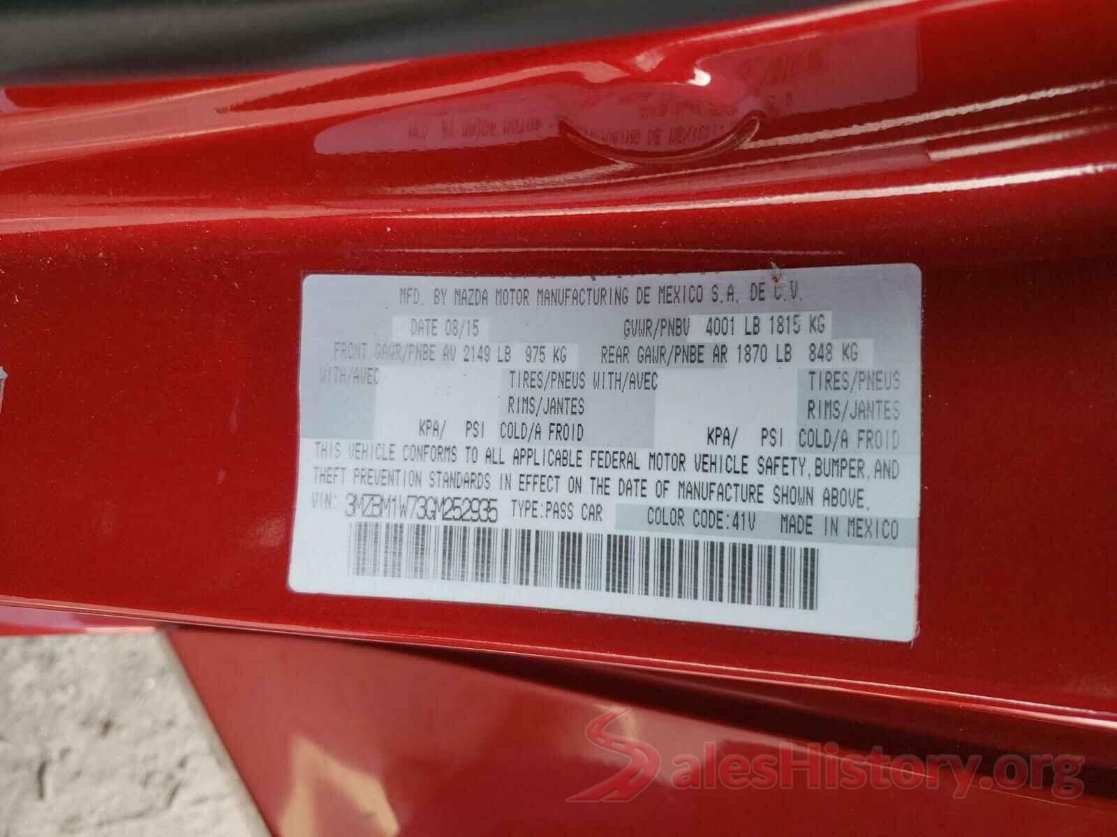 3MZBM1W73GM252935 2016 MAZDA 3