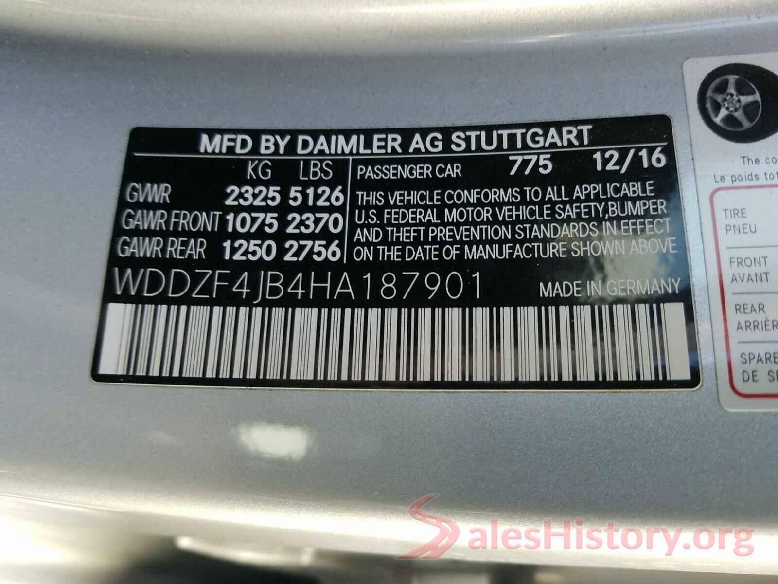 WDDZF4JB4HA187901 2017 MERCEDES-BENZ E CLASS