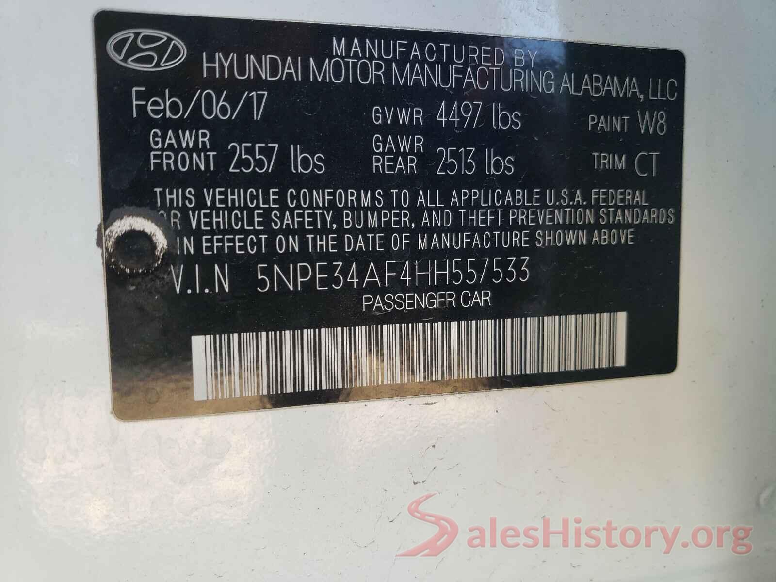 5NPE34AF4HH557533 2017 HYUNDAI SONATA