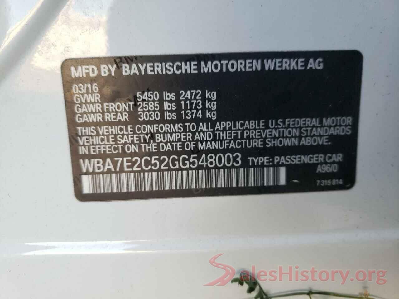 WBA7E2C52GG548003 2016 BMW 7 SERIES