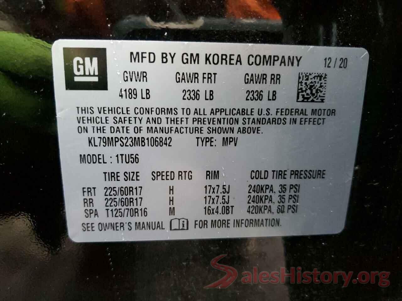 KL79MPS23MB106842 2021 CHEVROLET TRAILBLZR