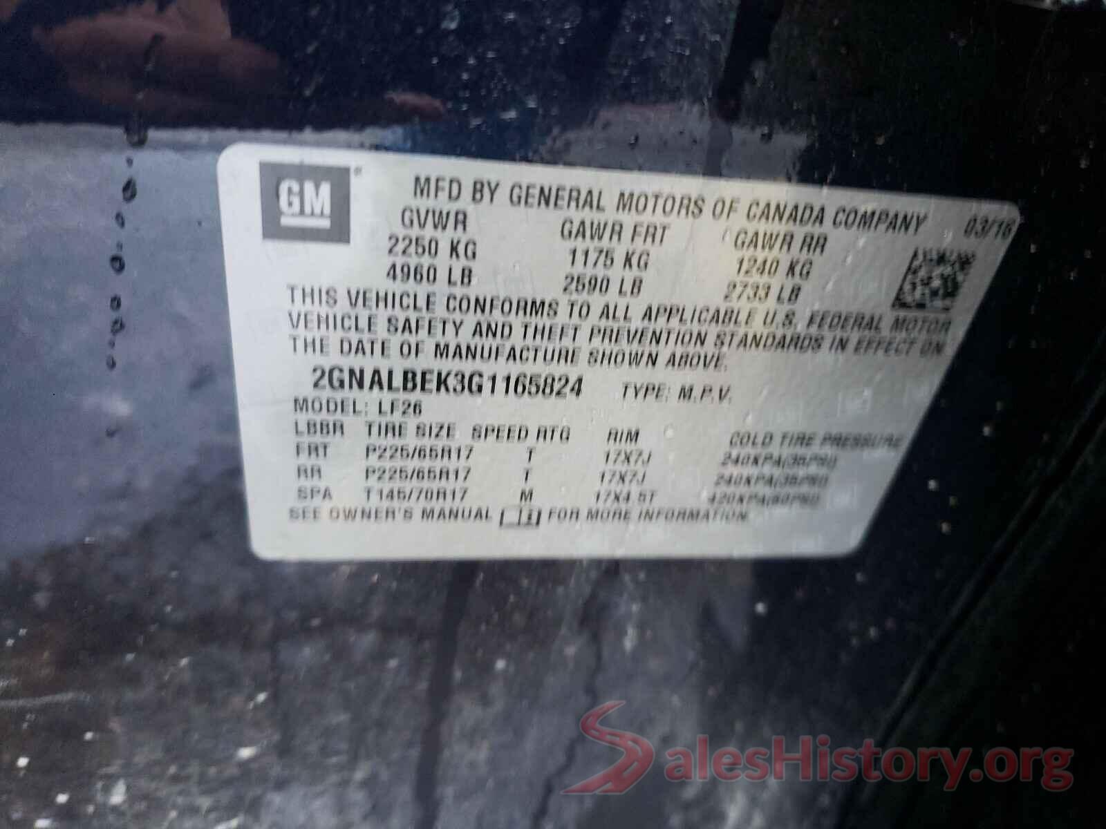 2GNALBEK3G1165824 2016 CHEVROLET EQUINOX