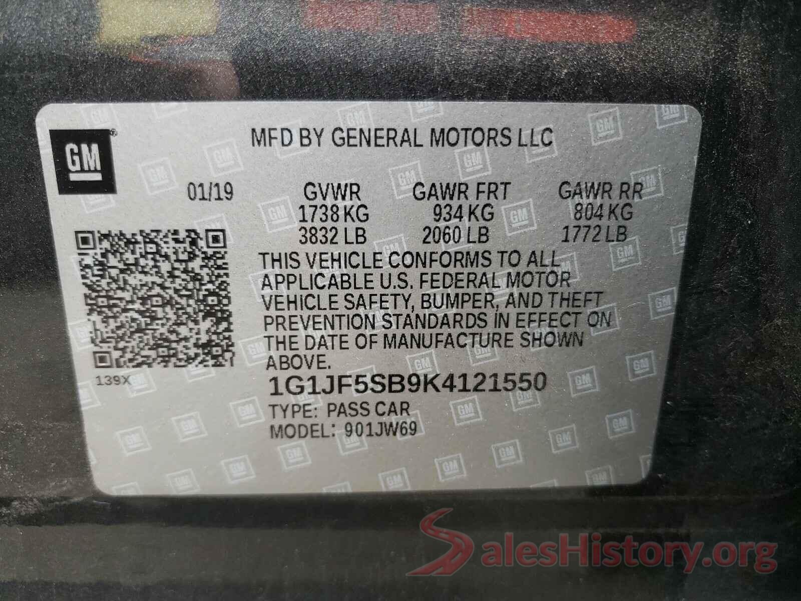 1G1JF5SB9K4121550 2019 CHEVROLET SONIC