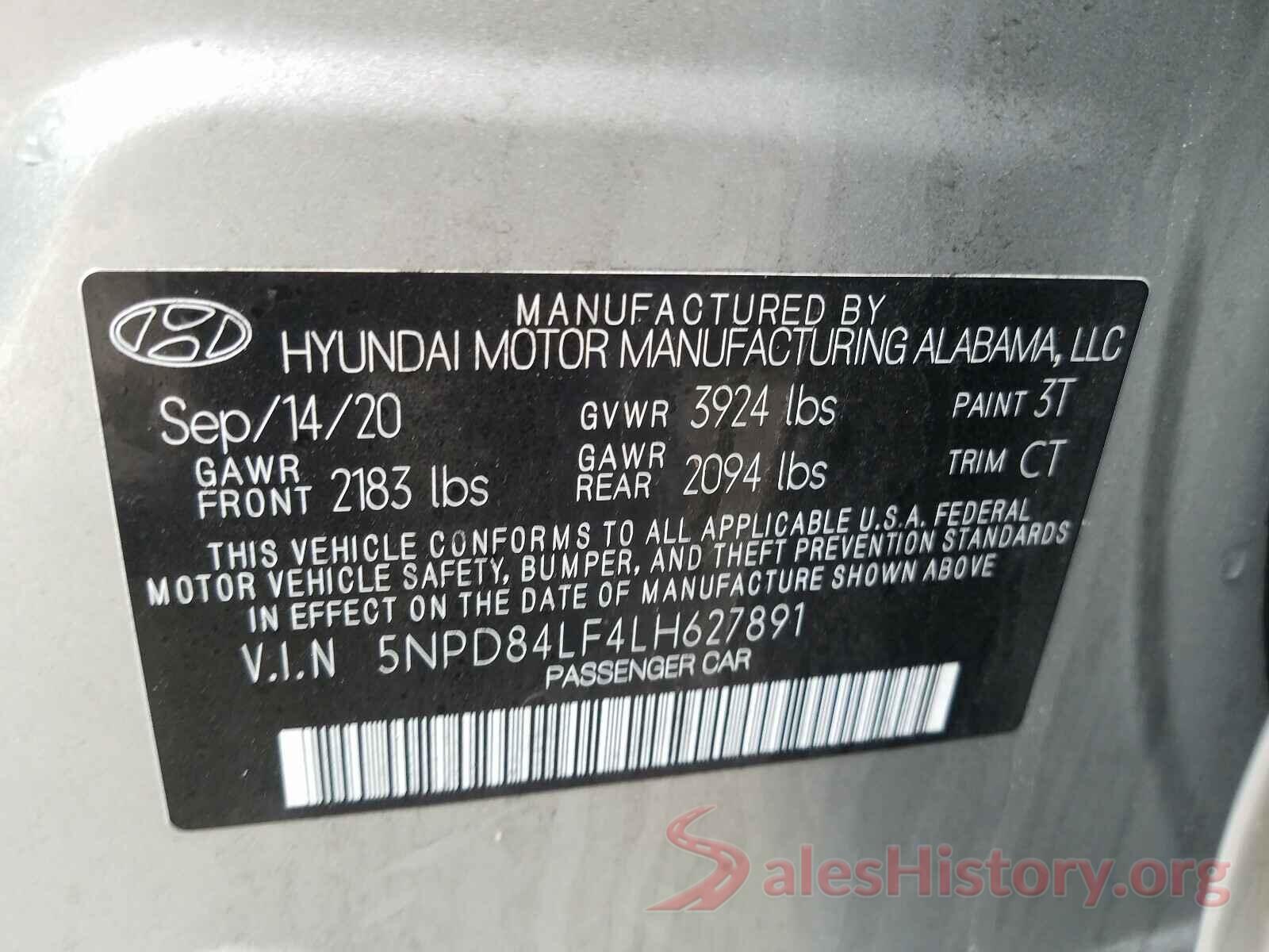 5NPD84LF4LH627891 2020 HYUNDAI ELANTRA