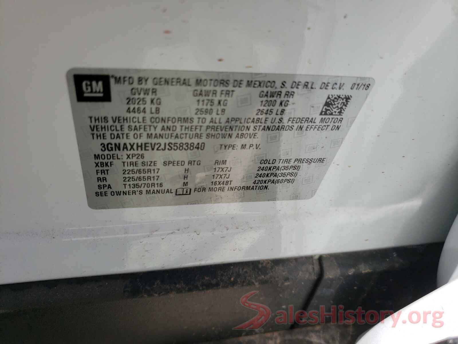 3GNAXHEV2JS583840 2018 CHEVROLET EQUINOX