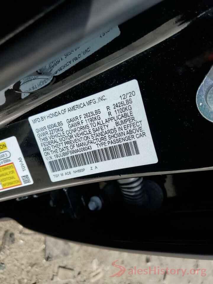 19UUB6F59MA006043 2021 ACURA TLX