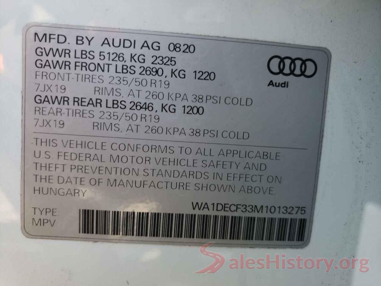 WA1DECF33M1013275 2021 AUDI Q3