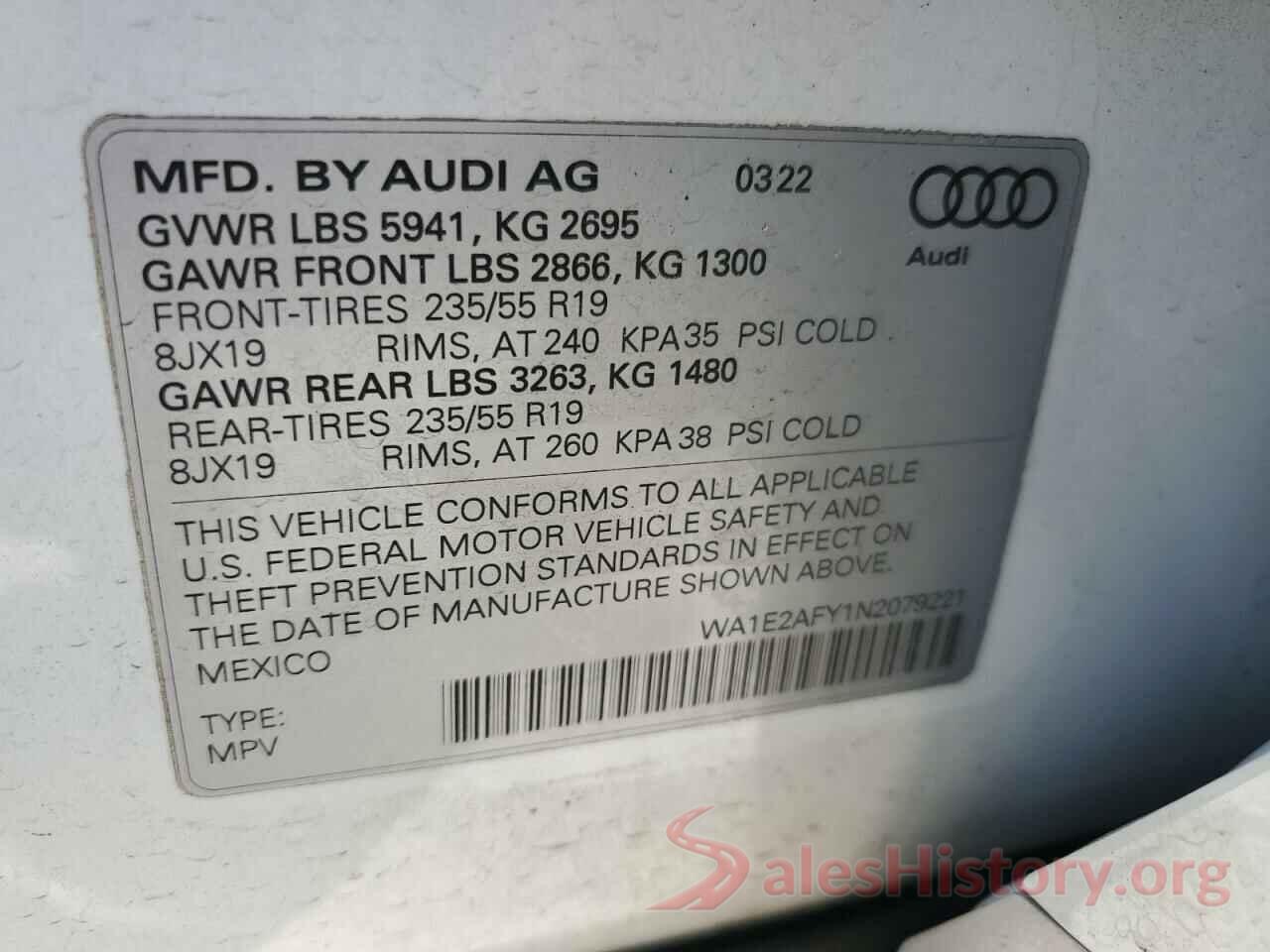 WA1E2AFY1N2079221 2022 AUDI Q5