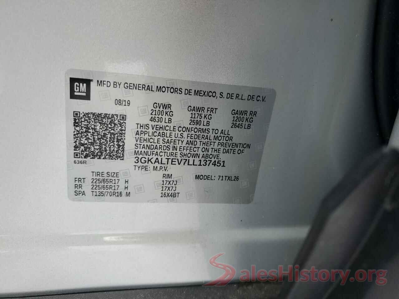 3GKALTEV7LL137451 2020 GMC TERRAIN