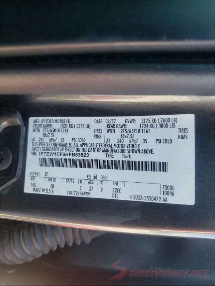 1FTEW1EF6HFB53823 2017 FORD F150