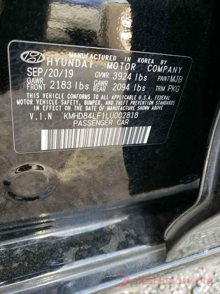 KMHD84LF1LU002818 2020 HYUNDAI ELANTRA