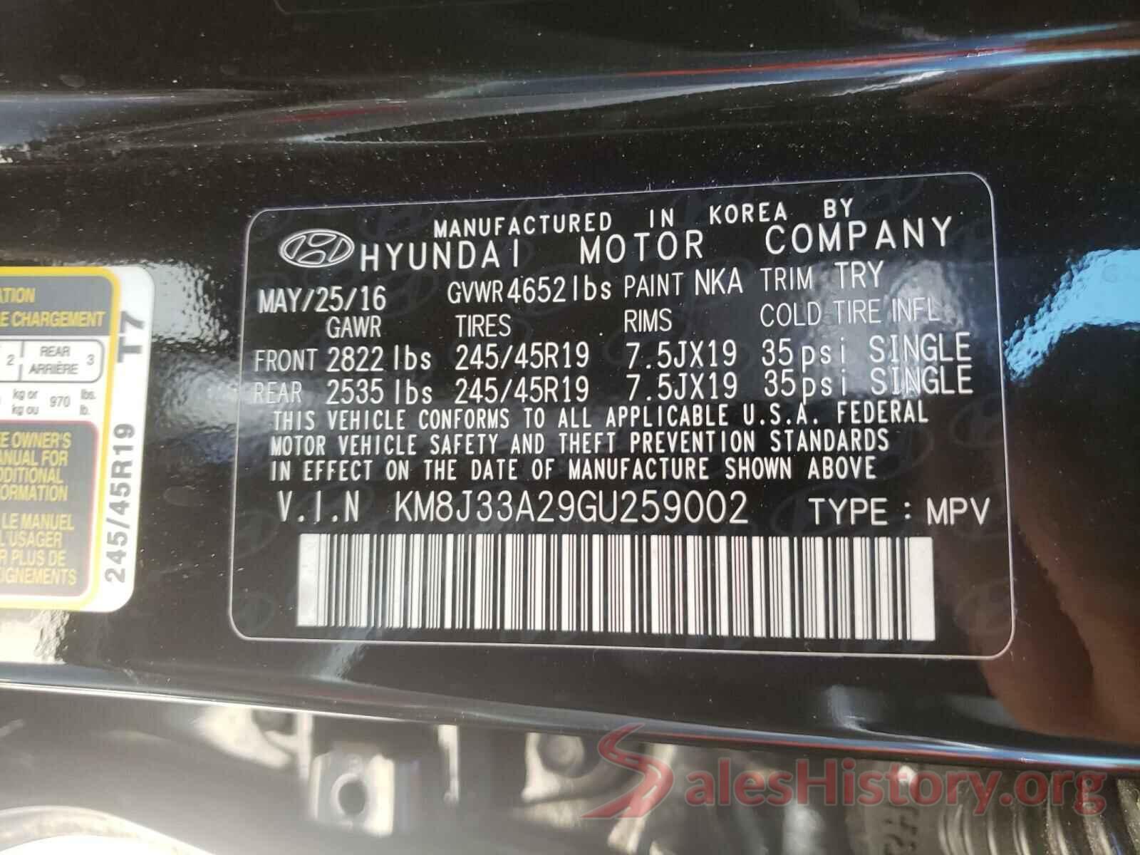 KM8J33A29GU259002 2016 HYUNDAI TUCSON