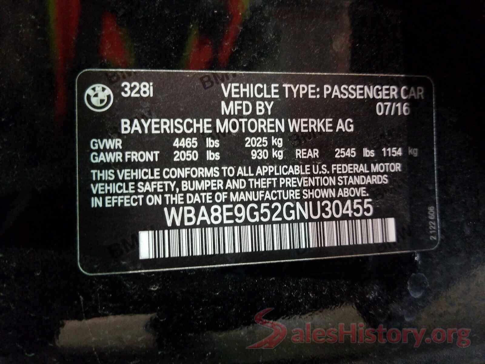 WBA8E9G52GNU30455 2016 BMW 3 SERIES