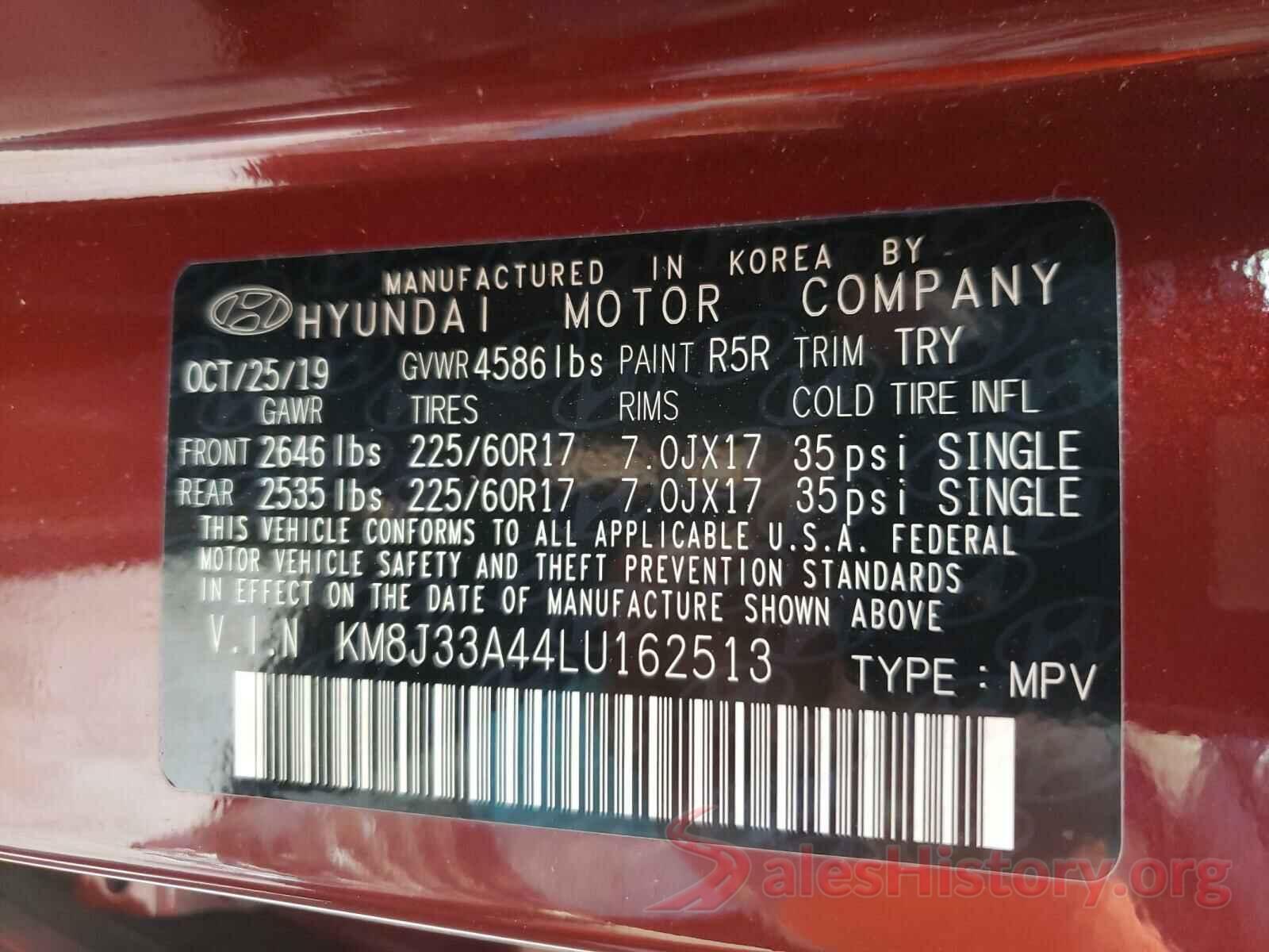 KM8J33A44LU162513 2020 HYUNDAI TUCSON