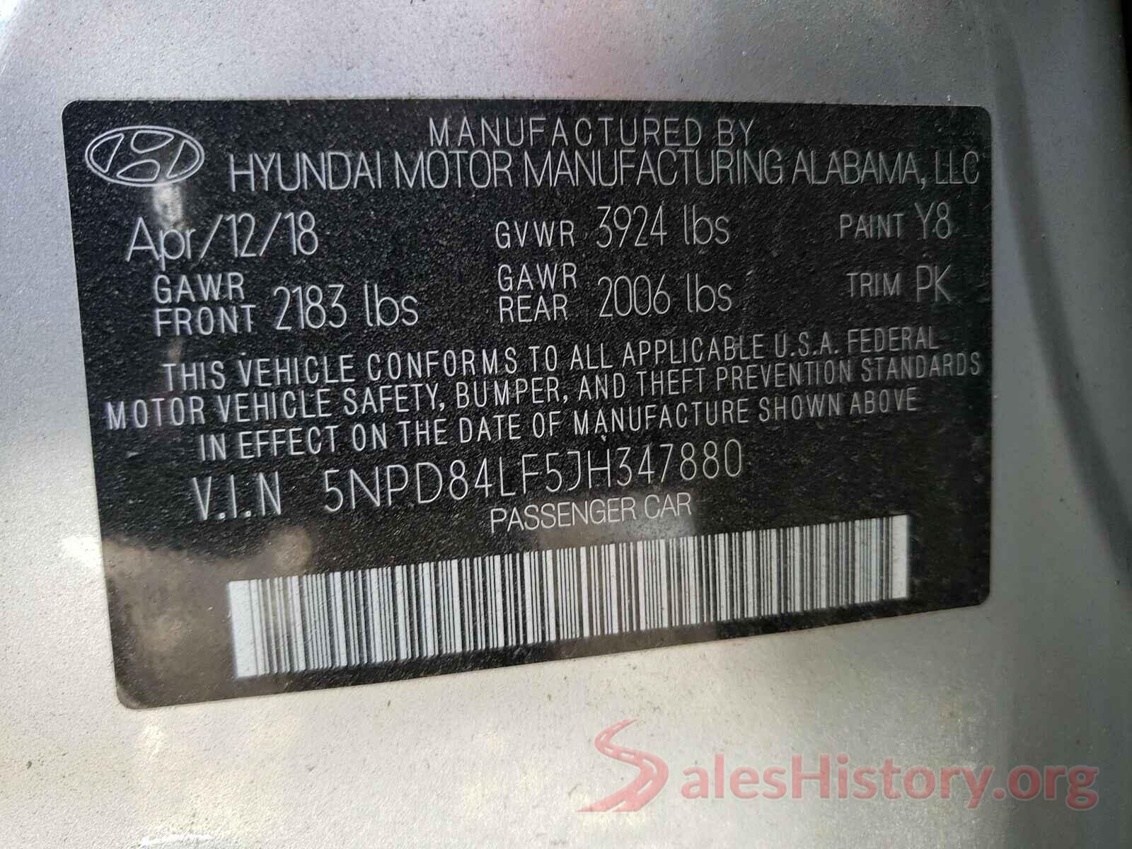 5NPD84LF5JH347880 2018 HYUNDAI ELANTRA