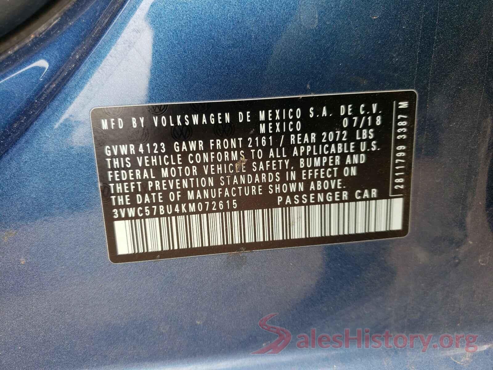 3VWC57BU4KM072615 2019 VOLKSWAGEN JETTA