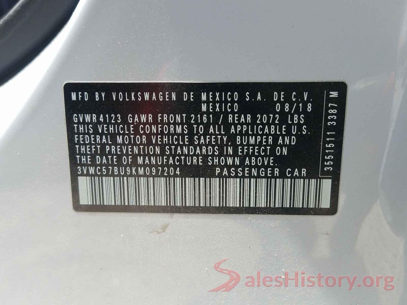 3VWC57BU9KM097204 2019 VOLKSWAGEN JETTA