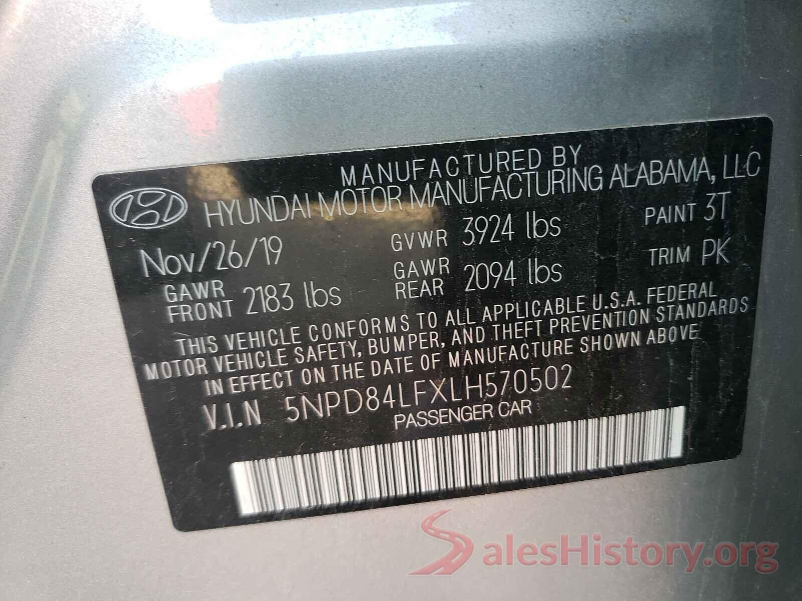 5NPD84LFXLH570502 2020 HYUNDAI ELANTRA