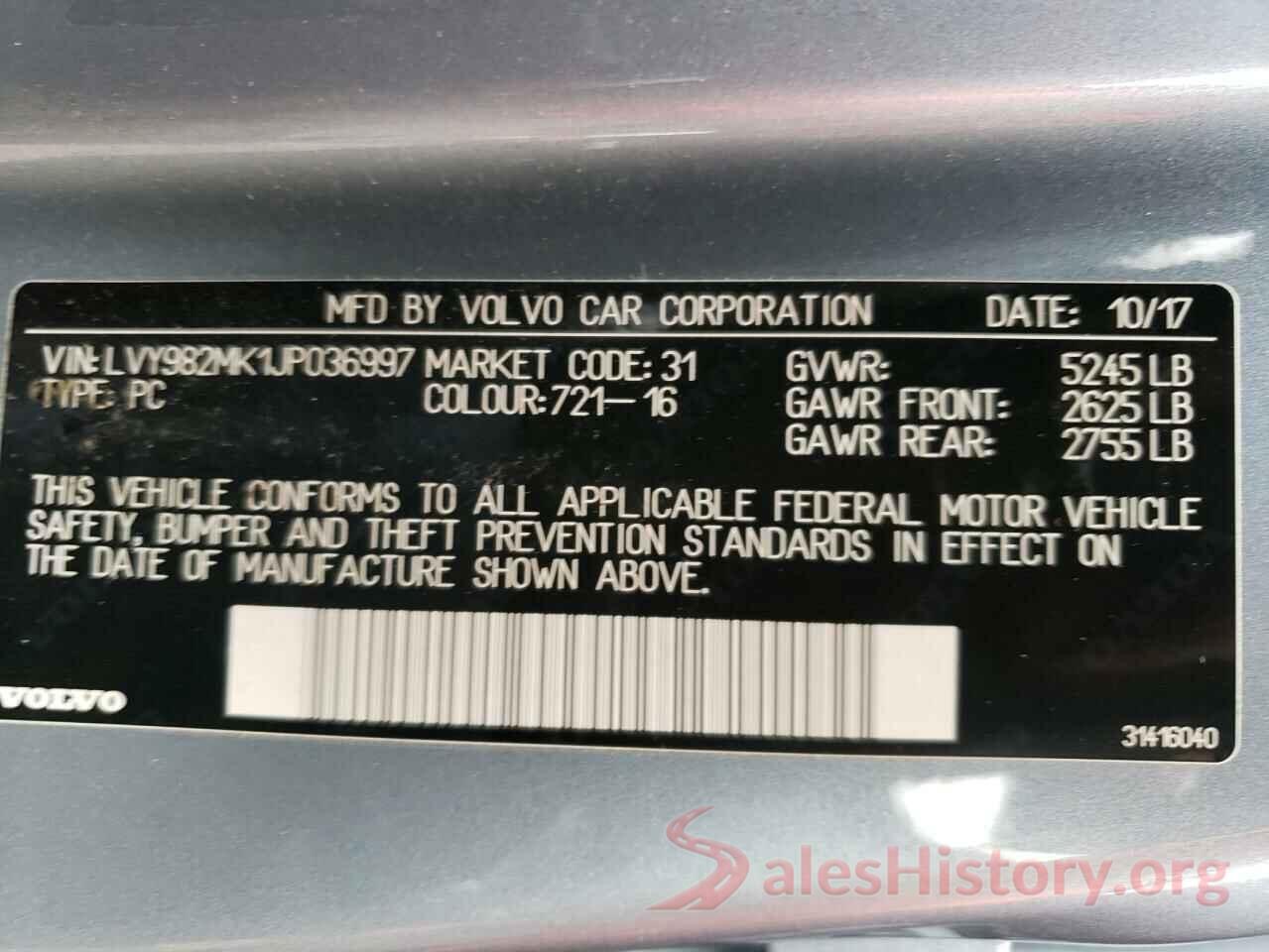 LVY982MK1JP036997 2018 VOLVO S90