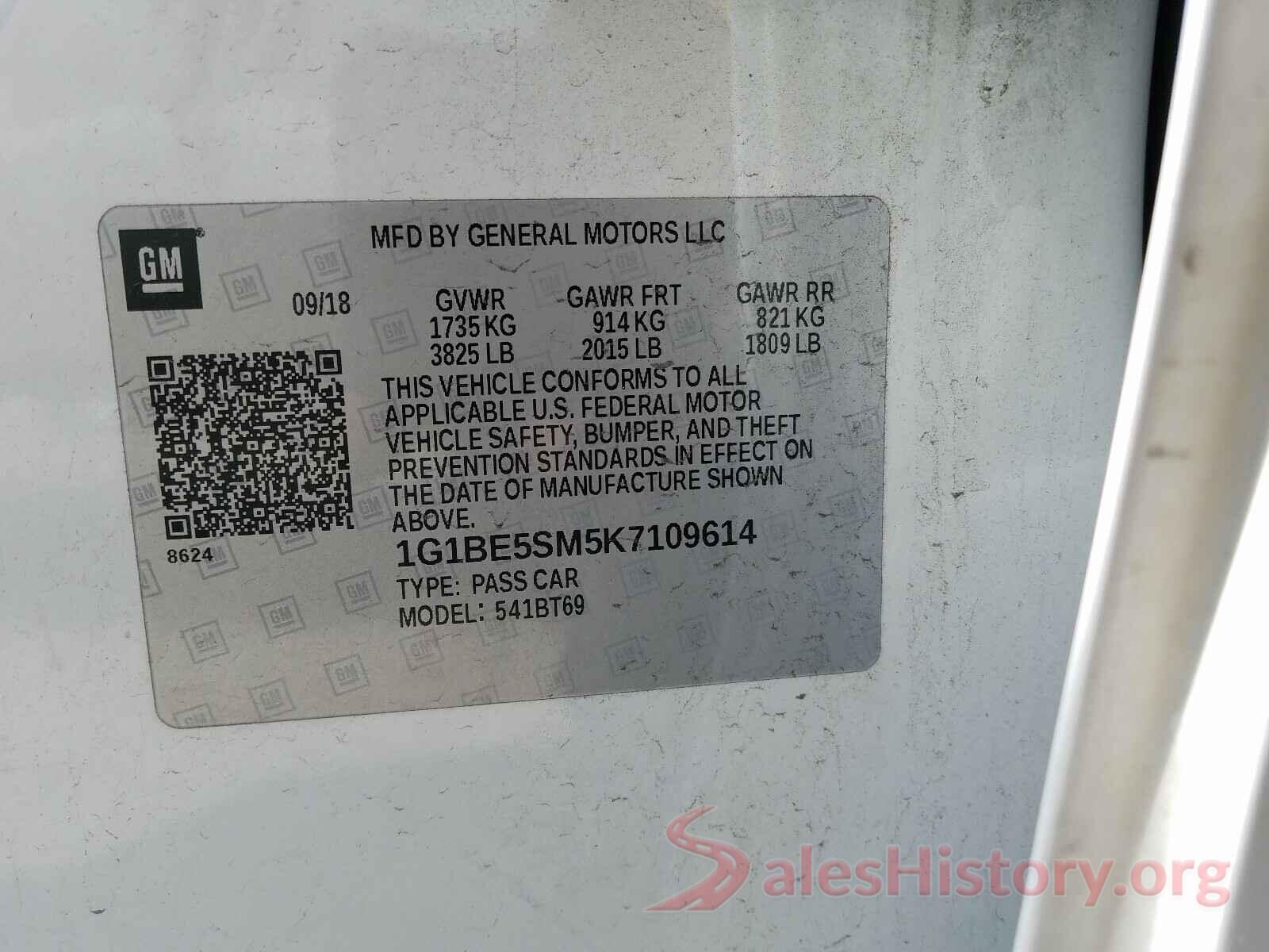 1G1BE5SM5K7109614 2019 CHEVROLET CRUZE