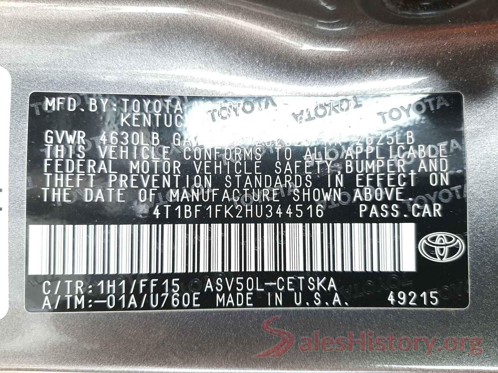 4T1BF1FK2HU344516 2017 TOYOTA CAMRY