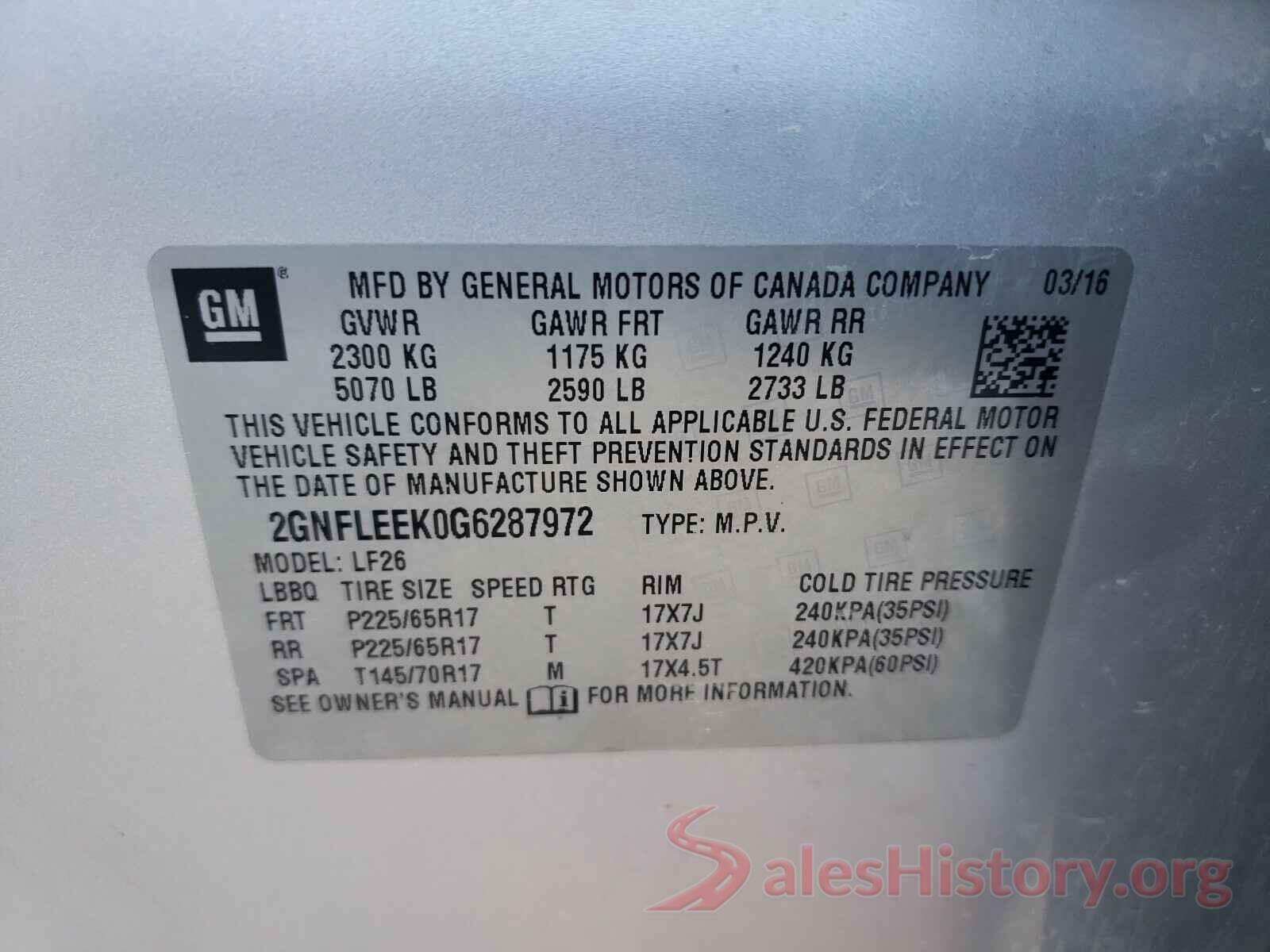 2GNFLEEK0G6287972 2016 CHEVROLET EQUINOX