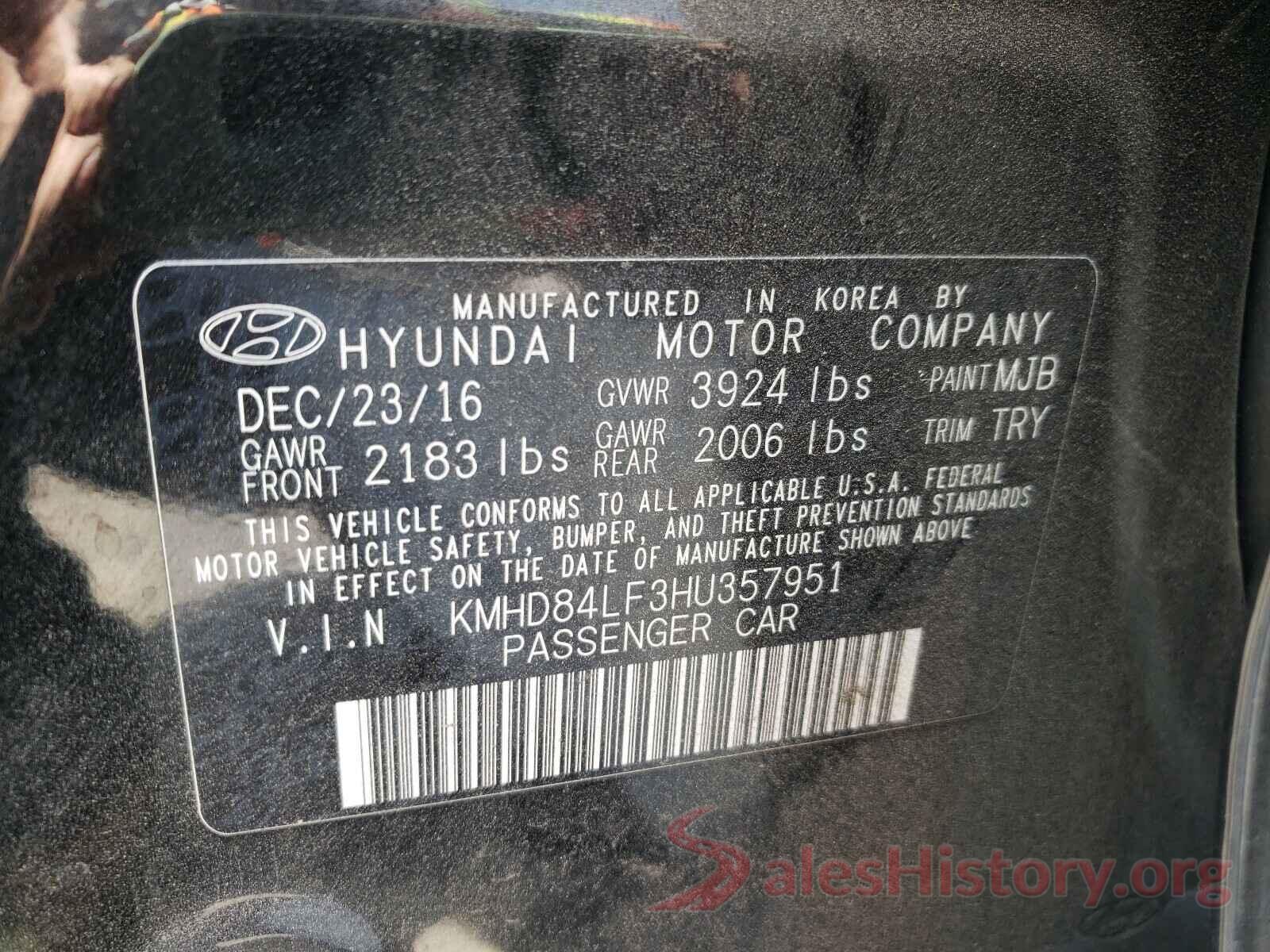 KMHD84LF3HU357951 2017 HYUNDAI ELANTRA