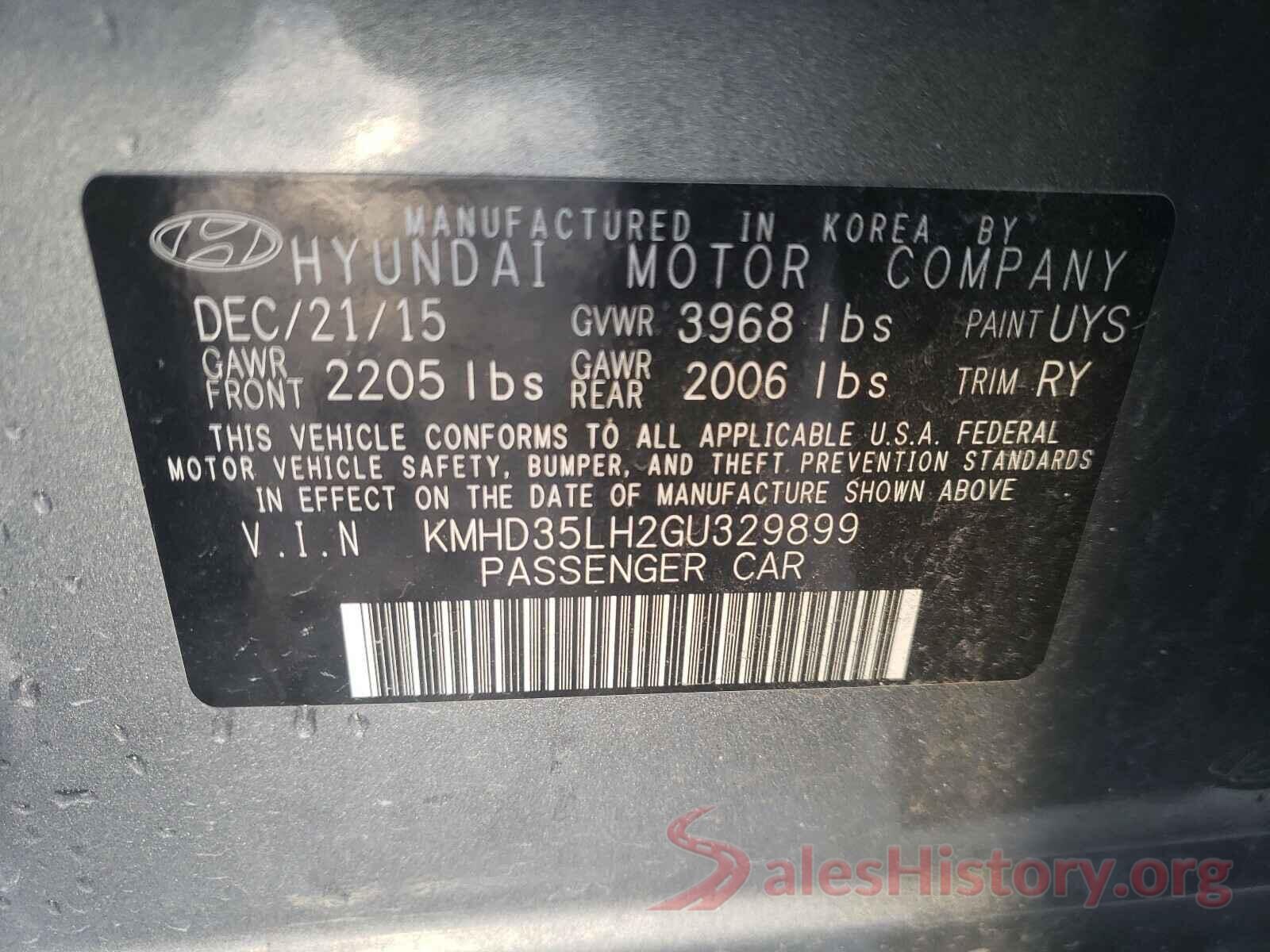 KMHD35LH2GU329899 2016 HYUNDAI ELANTRA