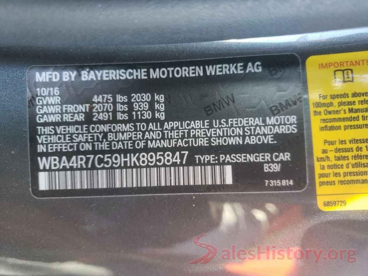 WBA4R7C59HK895847 2017 BMW 4 SERIES