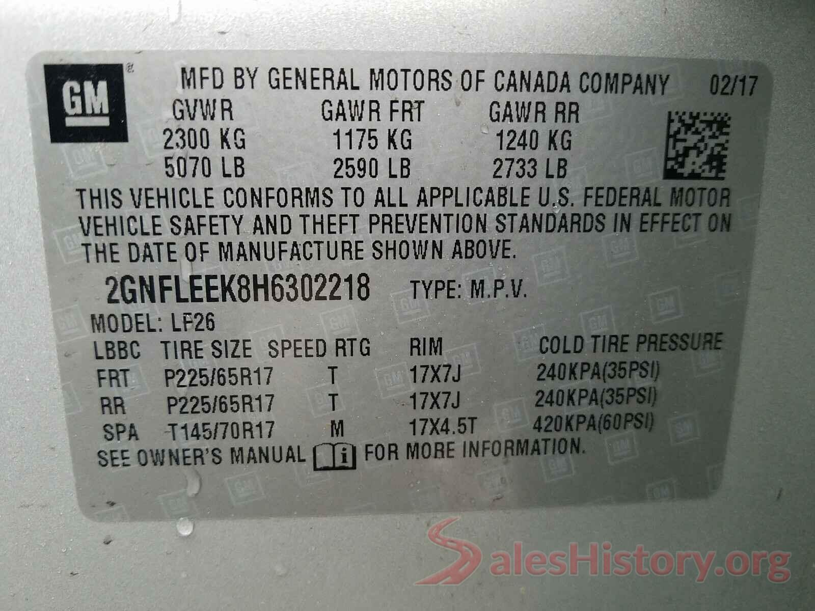 2GNFLEEK8H6302218 2017 CHEVROLET EQUINOX