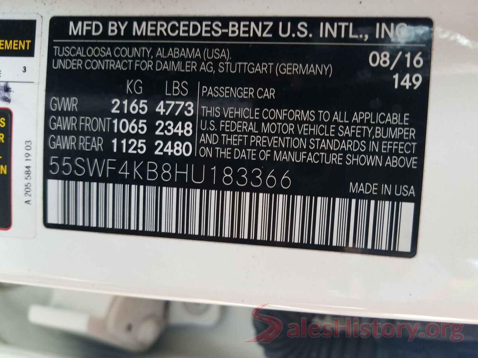 55SWF4KB8HU183366 2017 MERCEDES-BENZ C CLASS