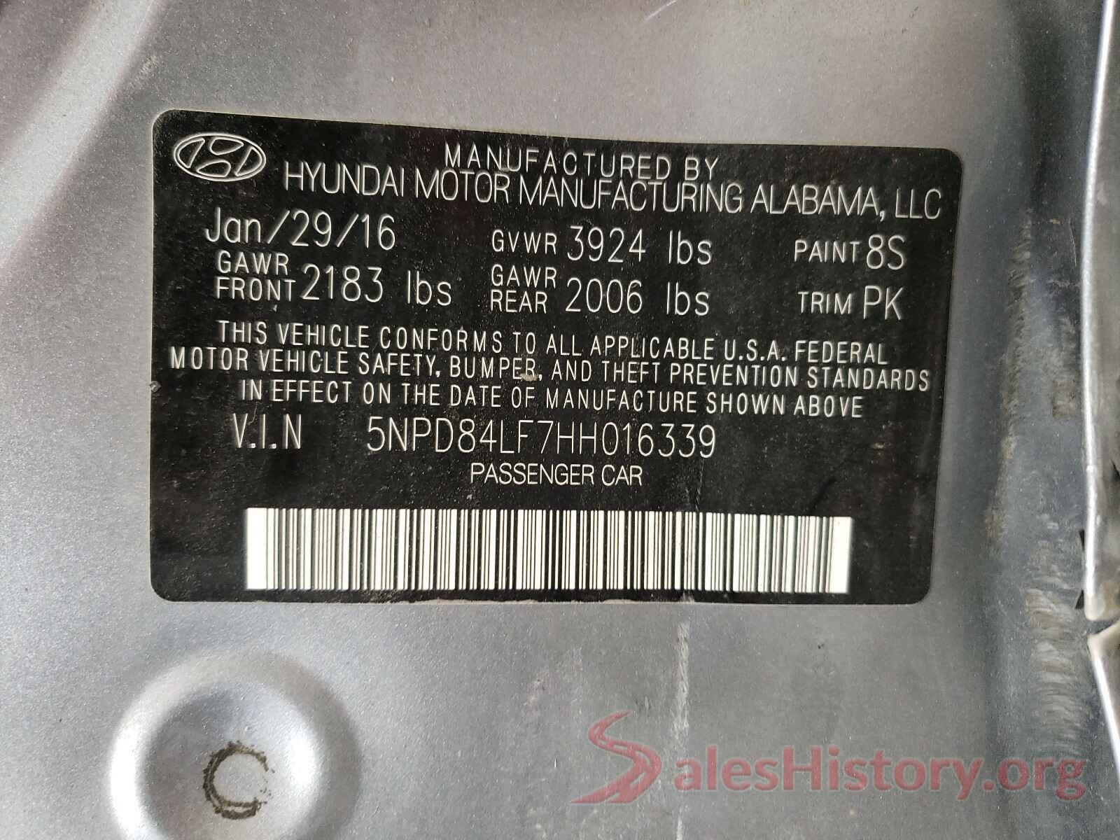 5NPD84LF7HH016339 2017 HYUNDAI ELANTRA