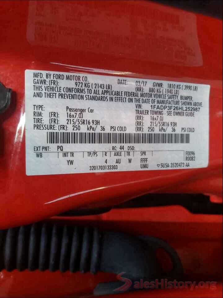 1FADP3F26HL252987 2017 FORD FOCUS