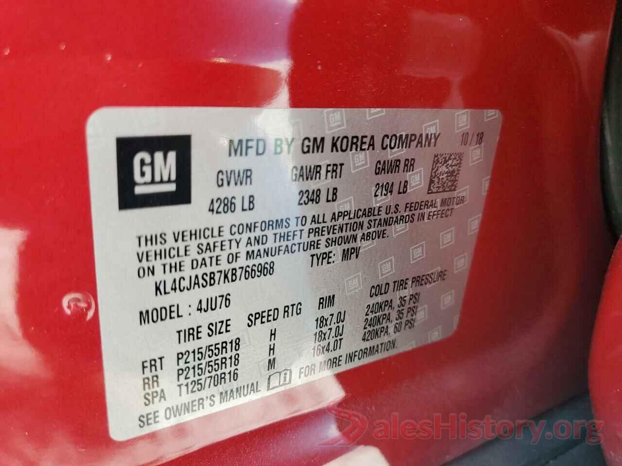 KL4CJASB7KB766968 2019 BUICK ENCORE