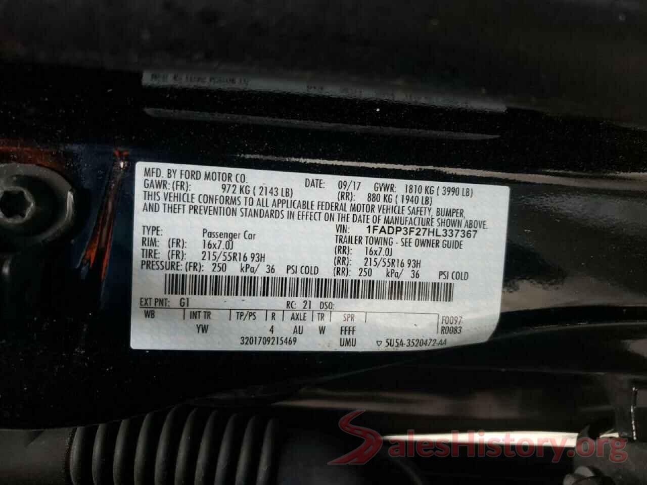 1FADP3F27HL337367 2017 FORD FOCUS