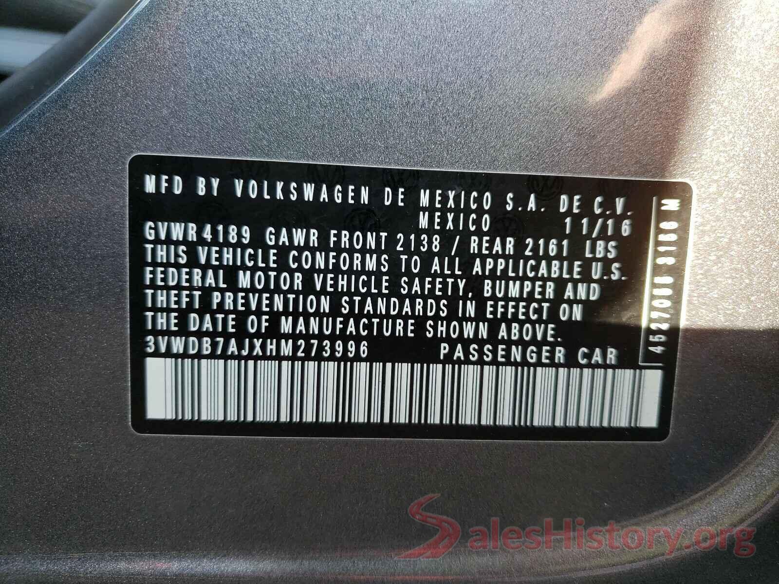 3VWDB7AJXHM273996 2017 VOLKSWAGEN JETTA