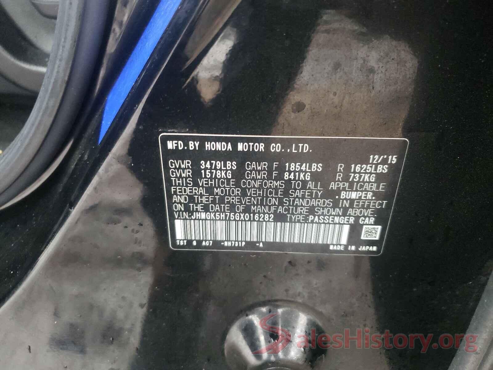 JHMGK5H75GX016282 2016 HONDA FIT