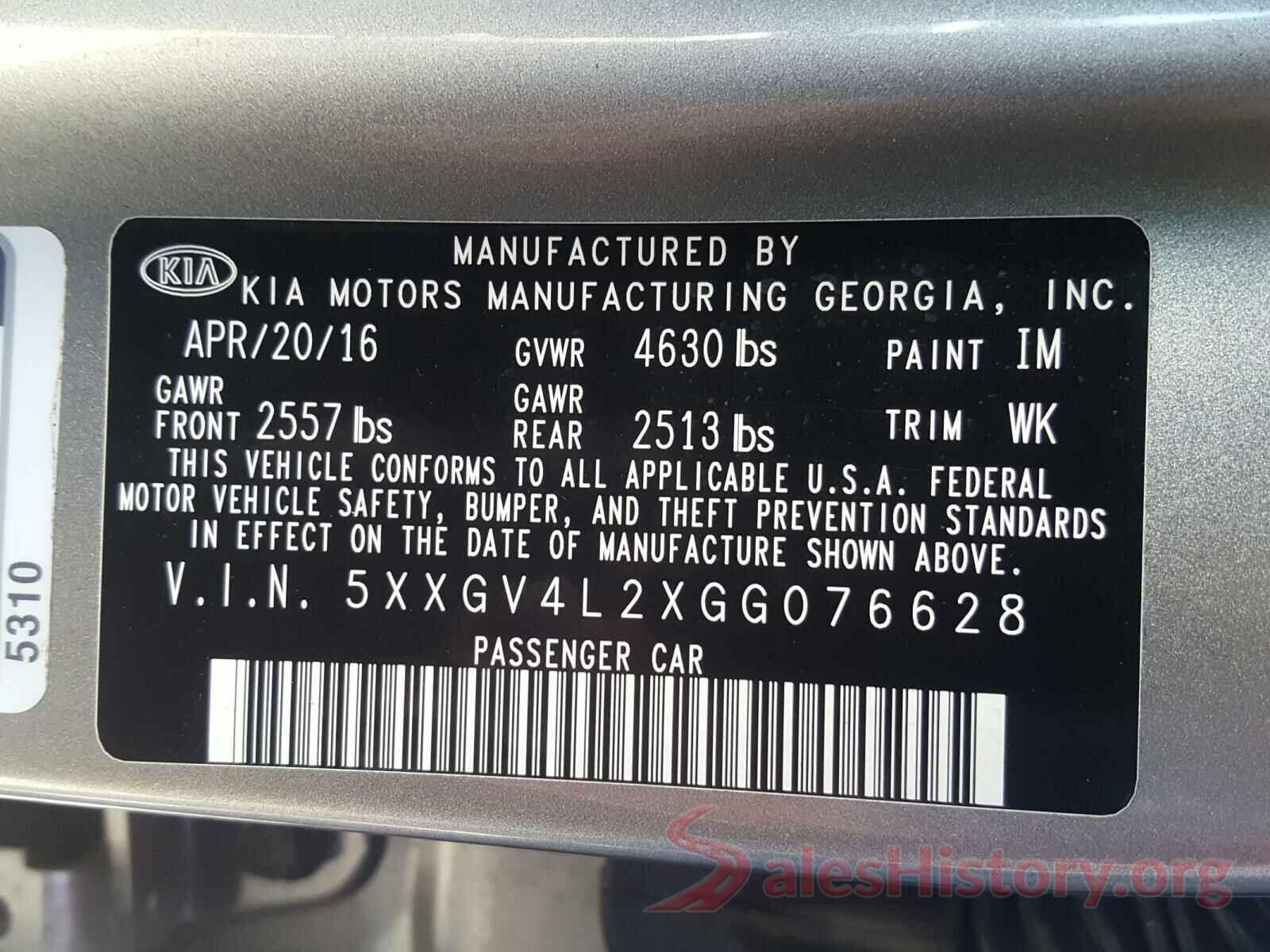 5XXGV4L2XGG076628 2016 KIA OPTIMA