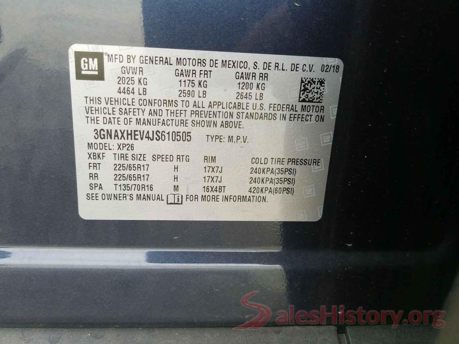 3GNAXHEV4JS610505 2018 CHEVROLET EQUINOX