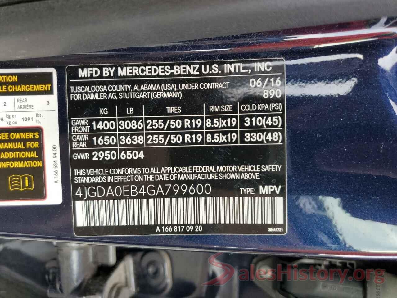 4JGDA0EB4GA799600 2016 MERCEDES-BENZ GLE-CLASS