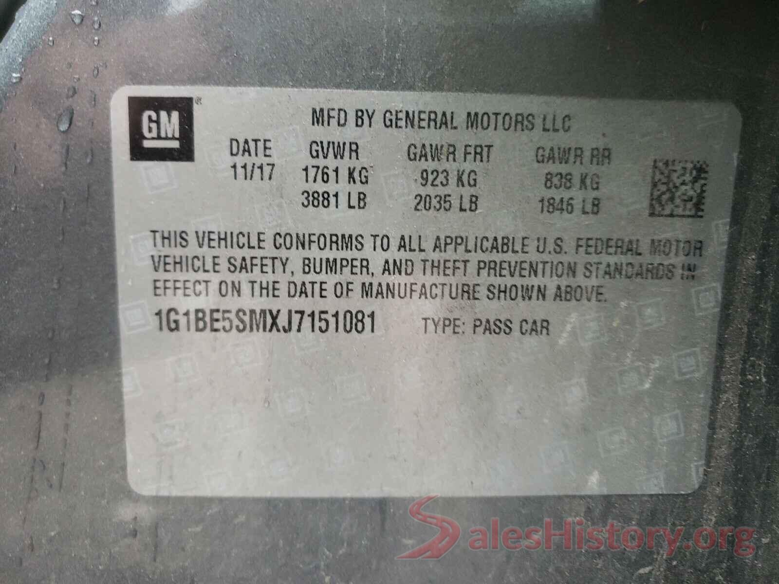 1G1BE5SMXJ7151081 2018 CHEVROLET CRUZE