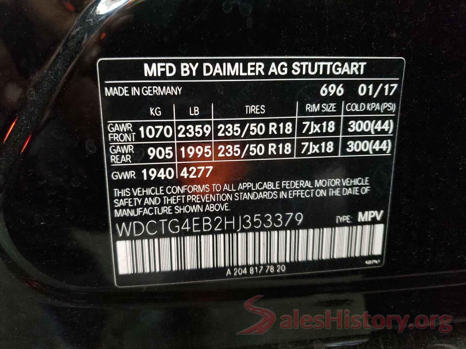 WDCTG4EB2HJ353379 2017 MERCEDES-BENZ G CLASS